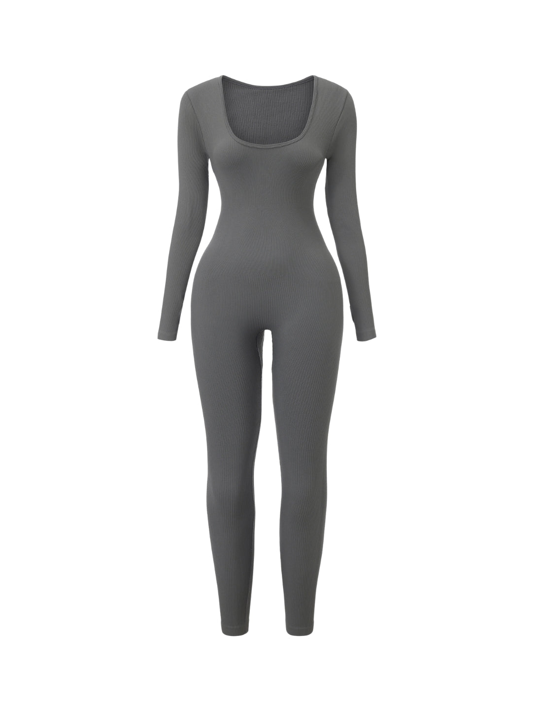 Ribbed Square Neck Jumpsuit - HeyShape