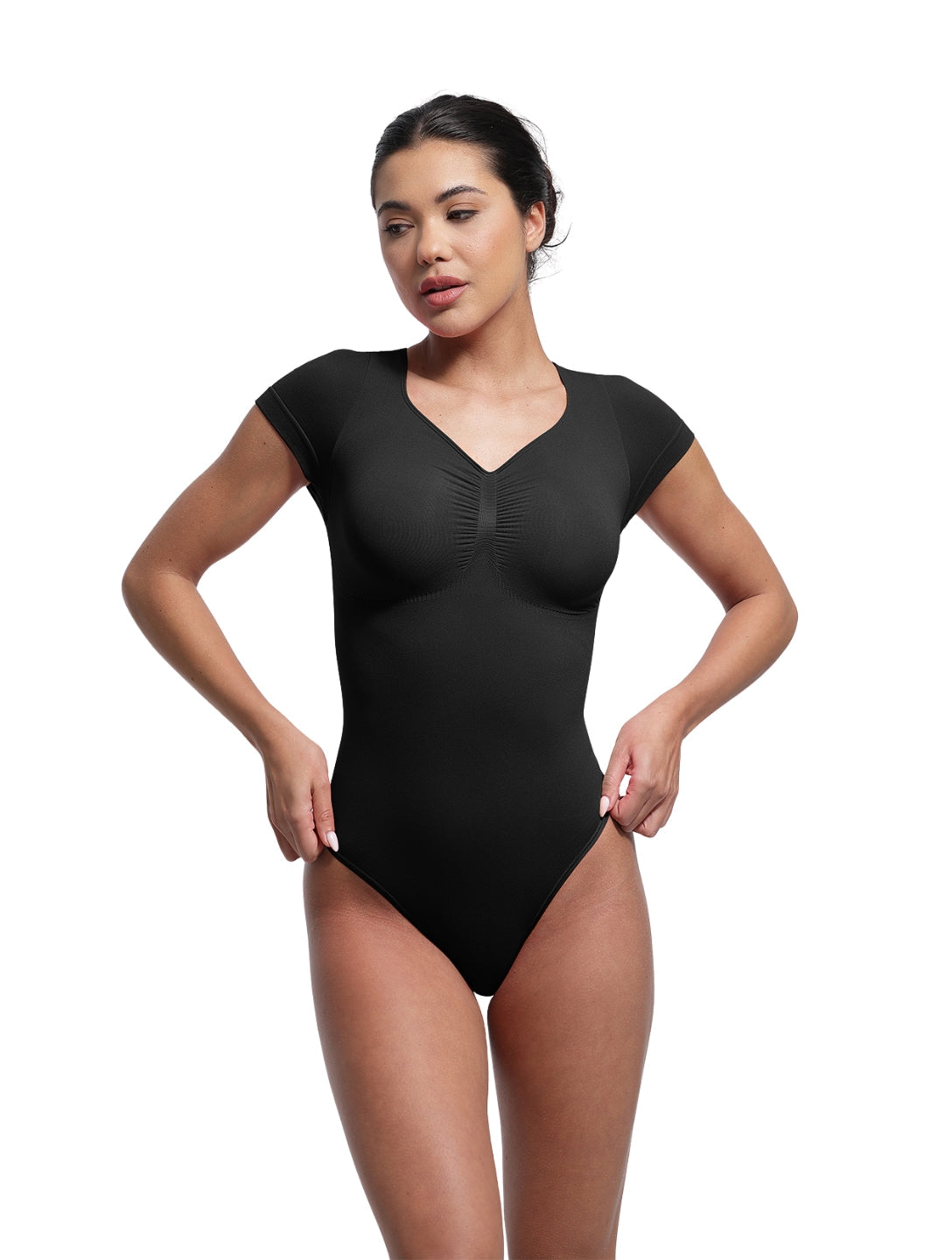 V-Neck Sculpting Tee Bodysuit - HeyShape