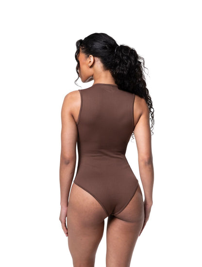 Ribbad Shapewear-body med Fyrkantig Halsringning