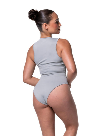 Ribbad Shapewear-body med Fyrkantig Halsringning