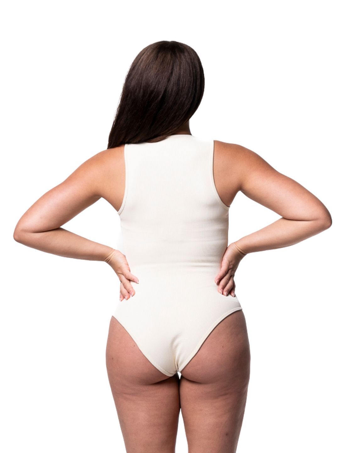 Ribbad Shapewear-body med Fyrkantig Halsringning