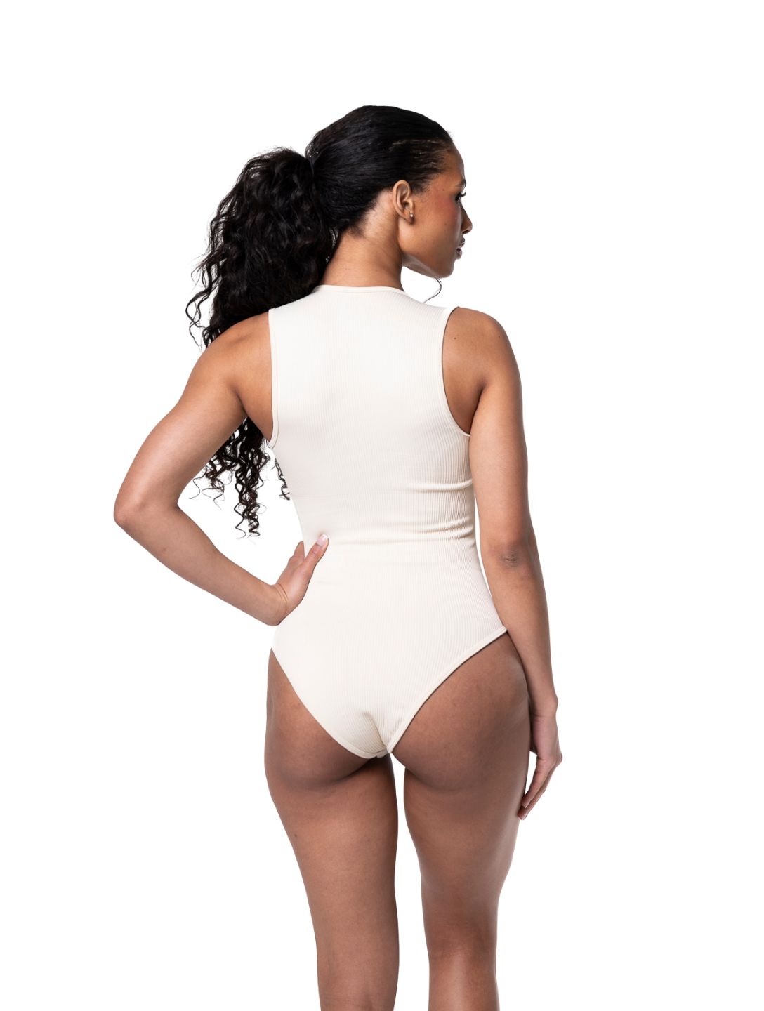 Ribbad Shapewear-body med Fyrkantig Halsringning