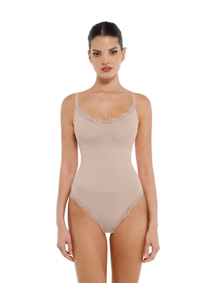 Seamless Laced Thong Bodysuit - HeyShape