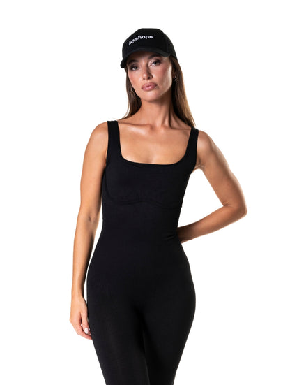 Square Neck U-Back Flared Jumpsuit - HeyShape