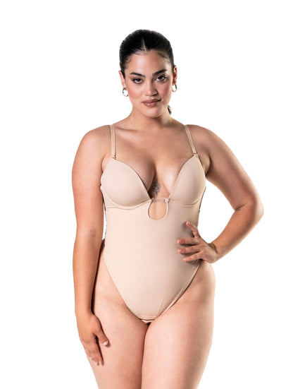 Plunge Shapewear Thong Bodysuit - HeyShape